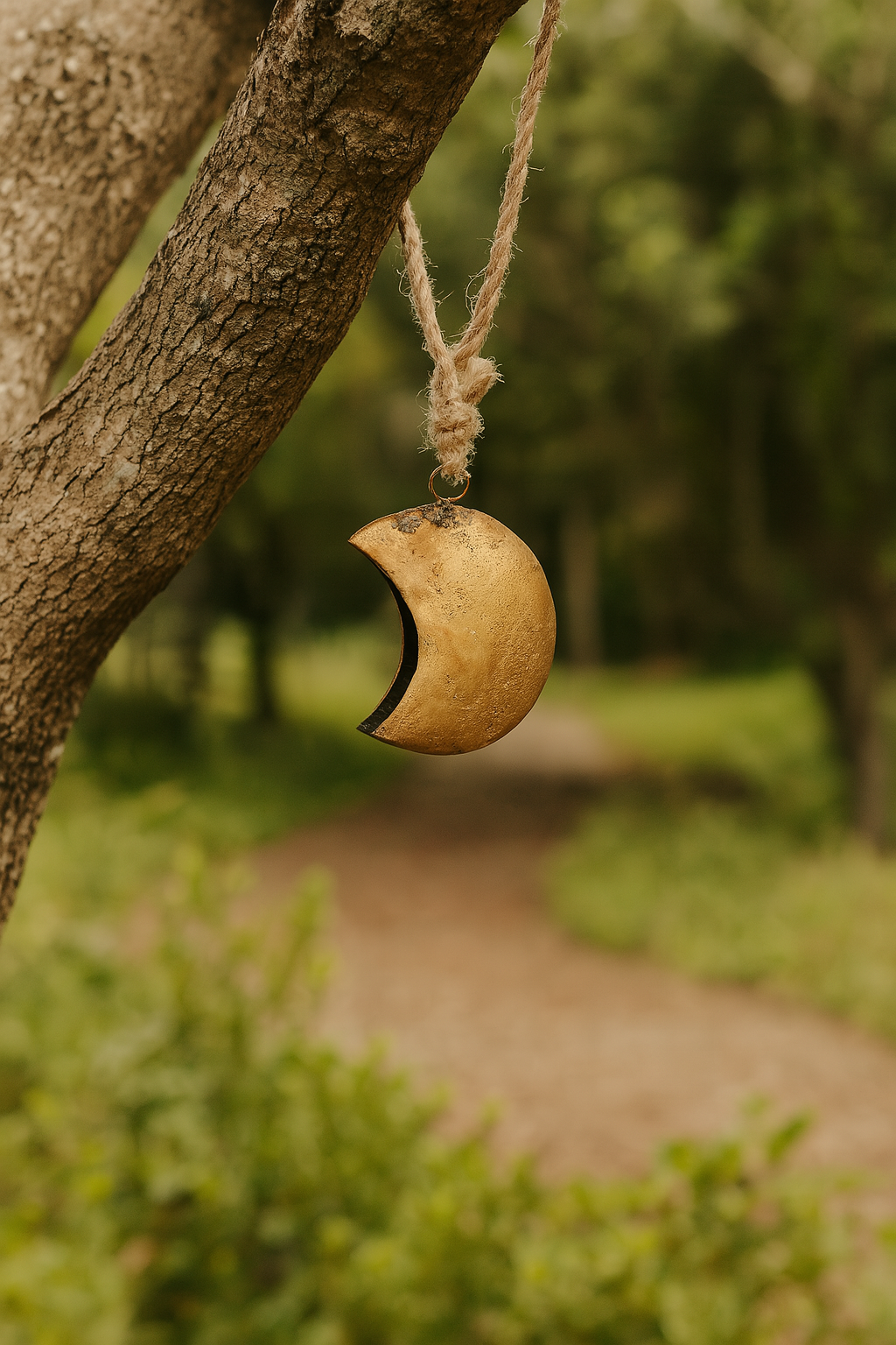 Indukala Crescent Moon Wind Chime - Rustic bell