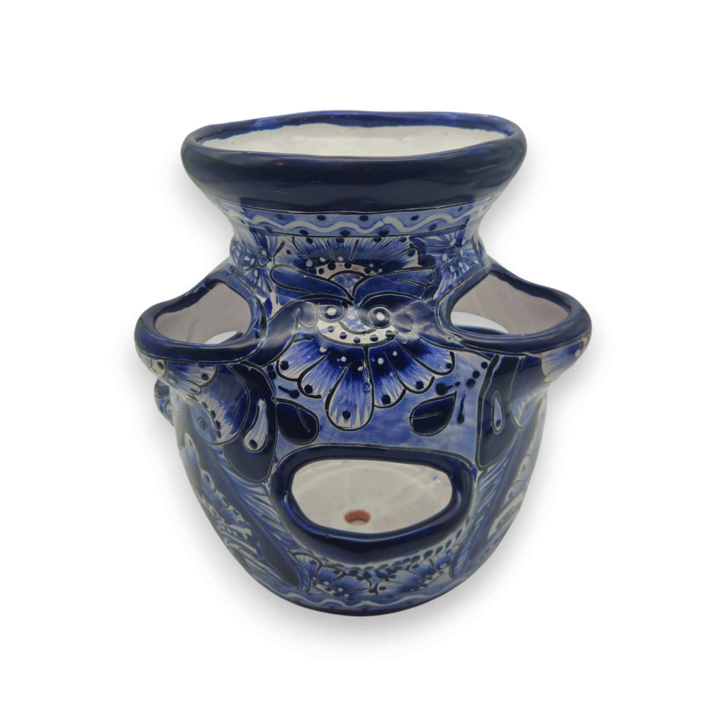 Blue & White Talavera Strawberry Planter | Handmade Mexican Pot
