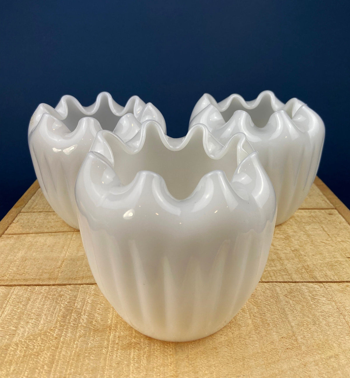 Vintage Milk Glass Planters / Vases, Set of 3