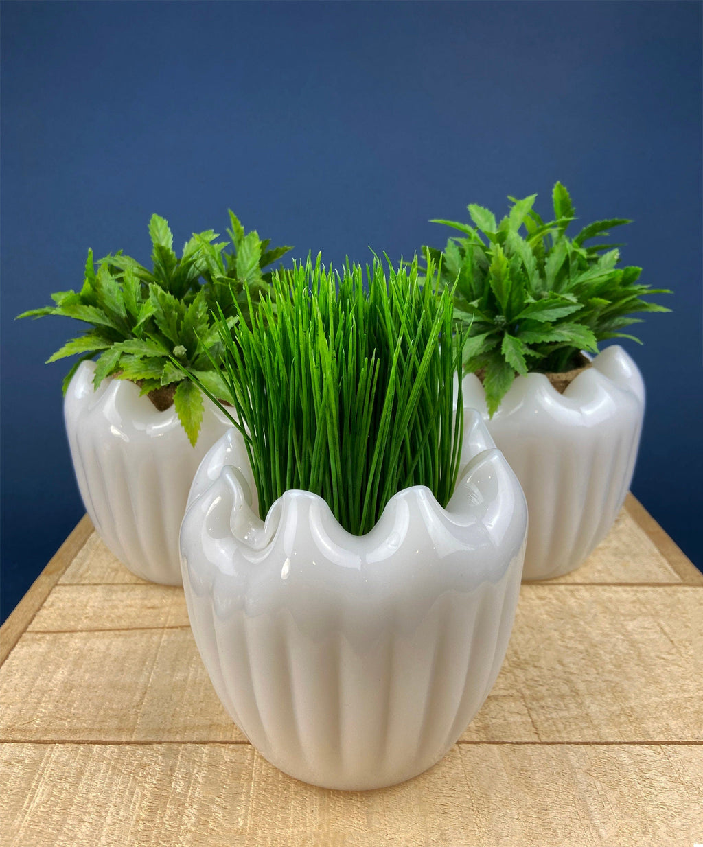 Vintage Milk Glass Planters / Vases, Set of 3