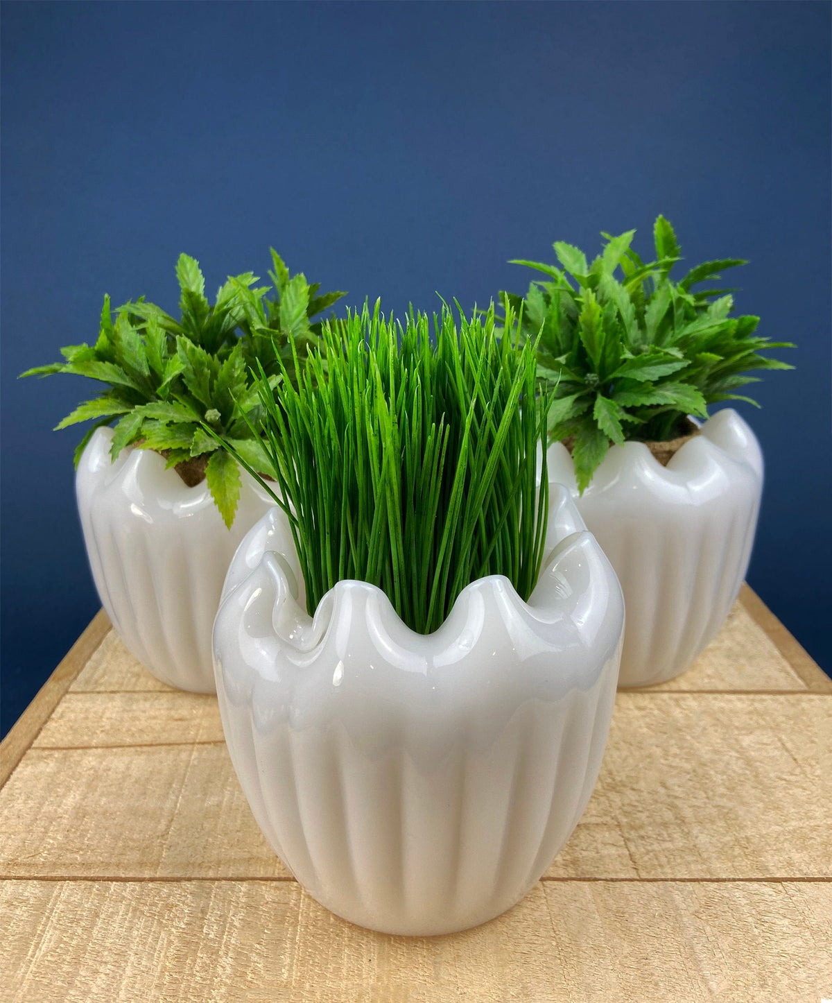 Vintage Milk Glass Planters / Vases, Set of 3