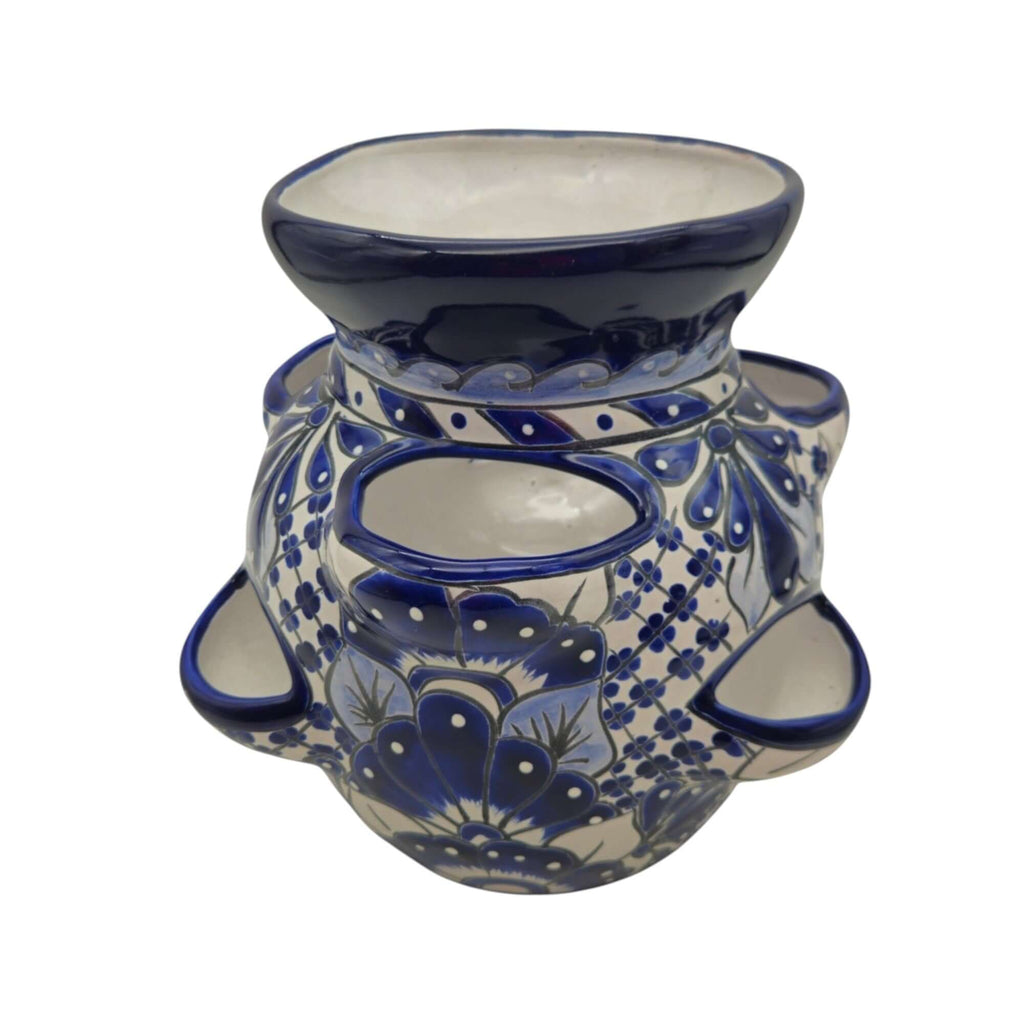 Blue & White Talavera Strawberry Planter | Handmade Mexican Pot